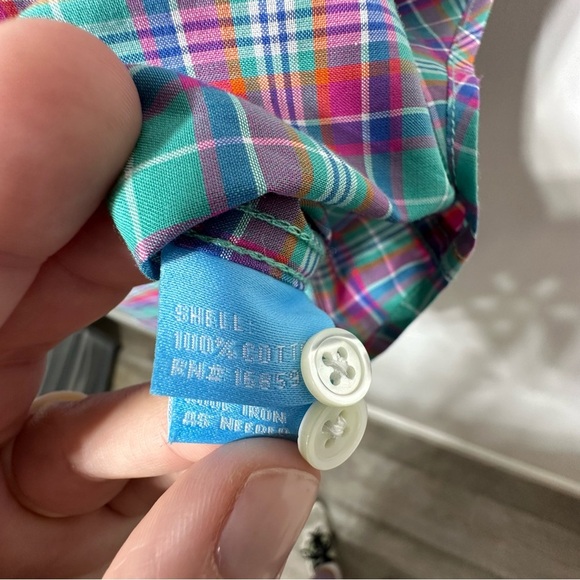 J.Mclaughlin Plaid Shirt Button-down Long Sleeves Green Multicolor L - Picture 4 of 4